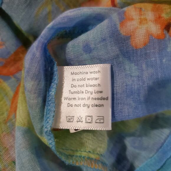 Roller Rabbit Tropical Floral 3/4 Sleeve Popover Blouse Size XXS Light Cotton - Picture 9 of 12